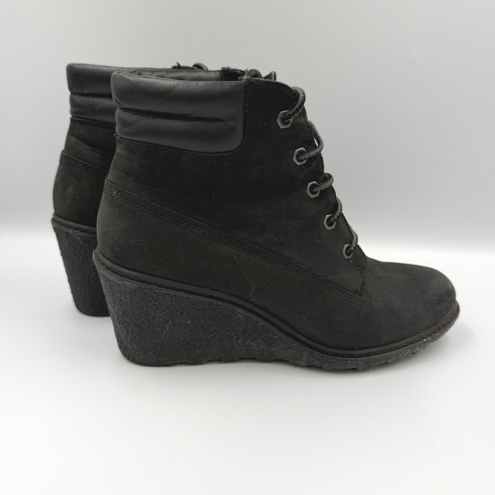 Timberland Womens Amston 6-Inch Wedge Boots Dark Green Nubuck leather size 6.5 - Picture 2 of 7